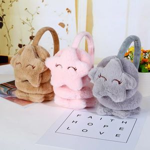 Aankomst Kinderen Oorbeschermers Winter Warmte Meisjes en Jongens Cartoon Leuke vijfpuntige Ster Roze Pluche Kinderoor Bags240125