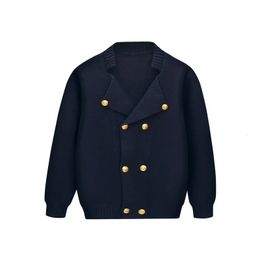 Collectie Gebreide Vesten Voor Jongens Engeland Stijl Double Breasted Jassen Lente Herfst Marineblauw Tiener Uniform Meisjes Trui 231220