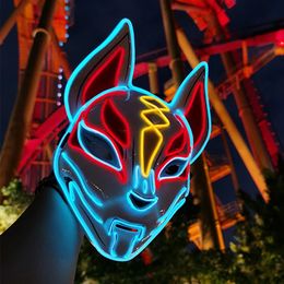 Arrivée a mené Luminous Cosplay Anime Mask Néon Light Up Fox Halloween Party Carnival LED 240429