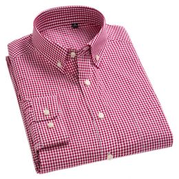 Aankomst Heren Oxford Wassen en Dragen Geruite Overhemden 100 Katoen Casual Overhemden Hoge Kwaliteit Fashion Design Heren Overhemden 240312