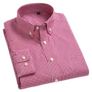 Arrivée hommes Oxford laver et porter des chemises à carreaux 100% chemises décontractées en coton de haute qualité Design de mode chemises habillées pour hommes 240221