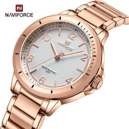 Aankomst NAVIFORCE Mode Vrouw Horloge Waterbestendig Vrouwelijke Horloge Roestvrij Staal Dame Quartz Armband Meisje Gift 240305