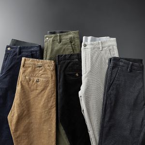 Arrivée Pantalon Hommes Vêtements Automne Mode Pantalon En Velours Côtelé Mi Droit Coton Couleur Unie Affaires Casual Hommes Pantalon CX220401