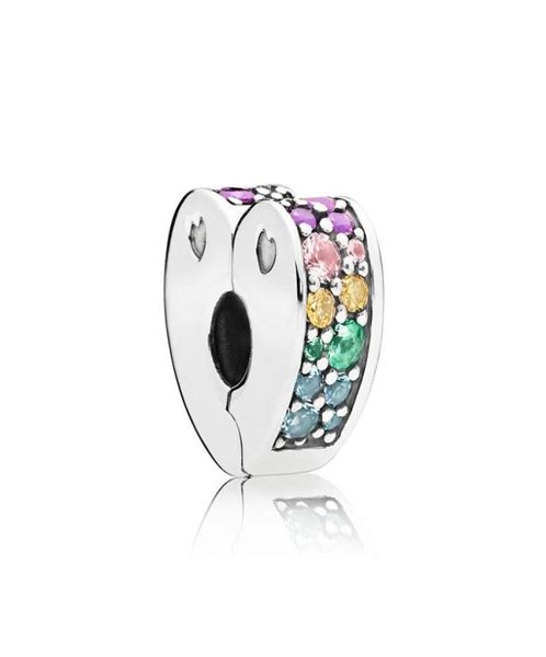 Arrivée Profusion couleur coeur Clips charme ensemble boîte d'origine pour P bracelet à bricoler soi-même CZ diamant bijoux à breloques accessoires 4758807