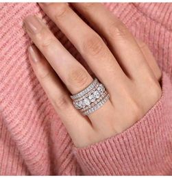 Arrivée Rose Gold Color 4 pièces Empiled Stack Wedding Engagement Ring Ensembles pour femmes Fashion Band R5899 2110121280559