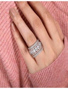 Arrivée Rose Gold Color 4 pièces Empiled Stack Wedding Engagement Ring Ensembles pour femmes Fashion Band R5899 2110127483571