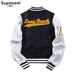 Arrivée Vente Baseball Uniforme Manteau Polaire Coton Lettre Preppy Style Unique Poitrine Bomber Veste Marque Vêtements Hommes 211126