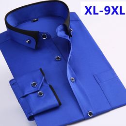 Aankomst voorjaar commercieel gemakkelijke verzorging shirt mannelijk oversized mode met lange mouwen formeel hoogwaardige plus size m-7xl8xl9xl 240403
