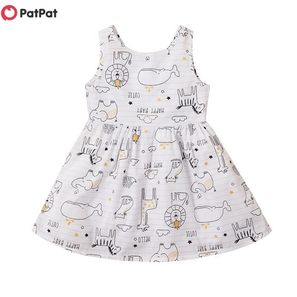 Arrivée Summer Baby Animal Imprimé Backless Robes Kids Girl Girls Sans manches Vêtements 210528