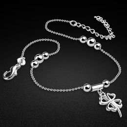 Aankomst Zomer Dames 925 zilveren enkelsten Simple Four-Leaf Clover Enkle Sieraden Verjaardagscadeau Beach Jóias