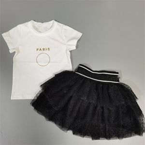 Aankomst Toddler Girl Kleding Rok_tshirt Set van hoogste kwaliteit Kinderkledingbrief Roks Sets 90-150 220507