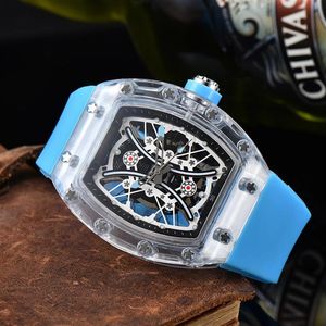 Montre d'arrivée pour hommes montre-bracelet de sport cadran Transparent montres à Quartz bracelet en Silicone 2687