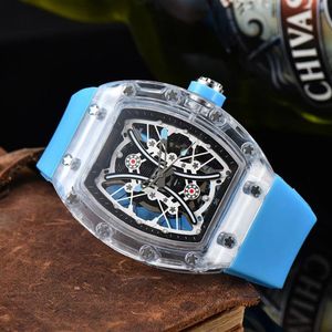 Montre d'arrivée pour hommes montre-bracelet de sport cadran Transparent montres à Quartz bracelet en Silicone 274z
