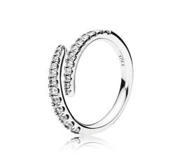 Llegada Mujeres CZ Diamond Meteor Anillos con caja de regalo original para P 925 Anillo abierto de plata esterlina Set8916248