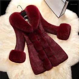 Ankunft Frauen Langarm Solide Mantel Elegante Drehen-unten Kragen Warmen Mantel Winter Faux Pelz Dicken Outwear