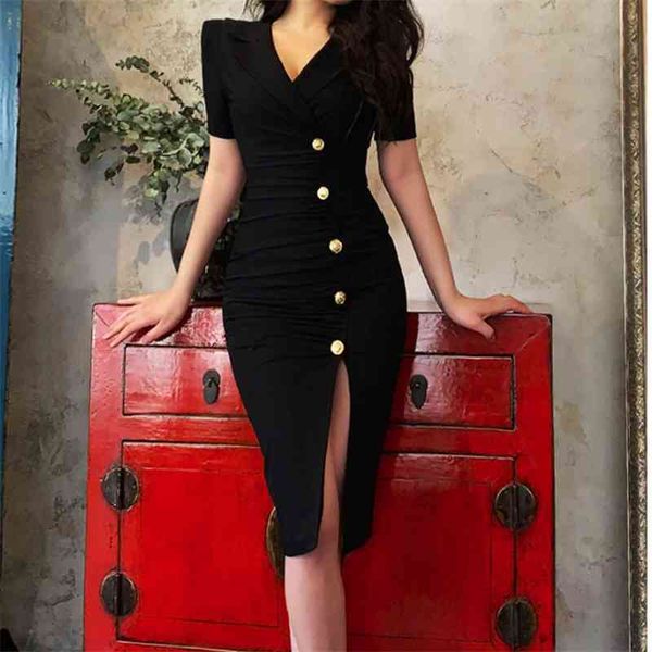 Arrivée Femmes Robe d'été Élégante Casual Simple Slim Slim More Manches Feuillées Corée Chic Robes Vestidos 210520