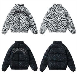 Arrivée Zebra Pattern Cotton Coat Femme National Winter Loose Version coréenne Oversize Couple 211104