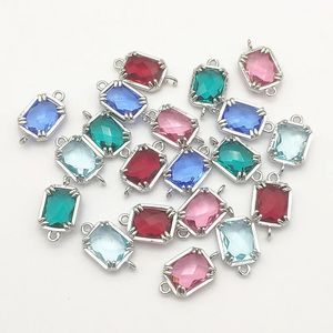 ARRIVE16X9MM50PCS Rhodium Crystal Rectangle Connecteurs pour collier fait à la main