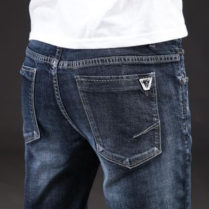 Aankomst jeans Men Kwaliteitsmerk Business Casual Male Denim Pants recht Slim Fit Dark Blue Plus Size 40 42 44 220719