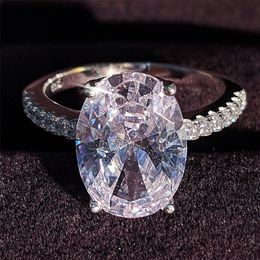 Arrivées de luxe ovale rose couleur argent anneaux pour femmes mariage fiançailles doigt bijoux Unique personnalisé cadeau 220728