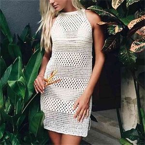 Aankomst Sexy Strand Cover Up Crochet Bikini Wrap Jurk Dames Badpak UPS Tuniek Saida de Praia # Q165 210420