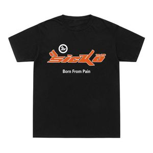 Llegadas SICKO Born From Pain camiseta 100 algodón camiseta Hip Hop cuello redondo ropa de calle West Tops 220520