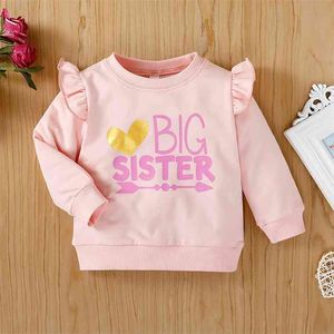 Aankomst Winter Kinderen Casual Katoen Lange Mouw O Hals Letter Print Hart Schattige Baby Meisjes Jas 0-2T 210629