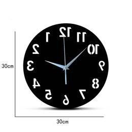 arriva 3D orologi da parete a specchio acrilico al quarzo Orologio con ago moderno horloge orologio digitale con numeri adesivi per decorazioni per la casa Single Face 240106