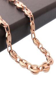 Llega la moda Men039s Joyería Tono de oro rosa Collar de cadena de eslabones de grano de café de acero inoxidable 8quot30quot Chains7357980