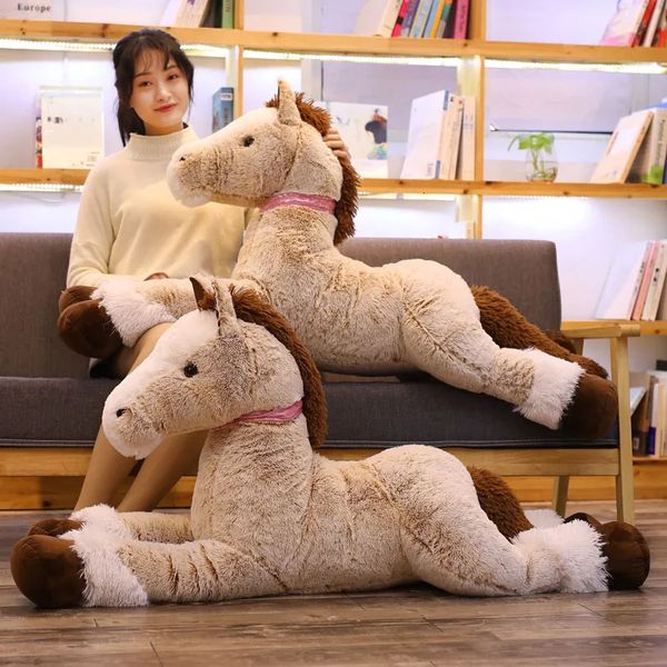 Arriver de haute qualité 90-120CM cheval jouets en peluche peluche poupée garçons filles cadeau d'anniversaire maison boutique décor Triver 240130