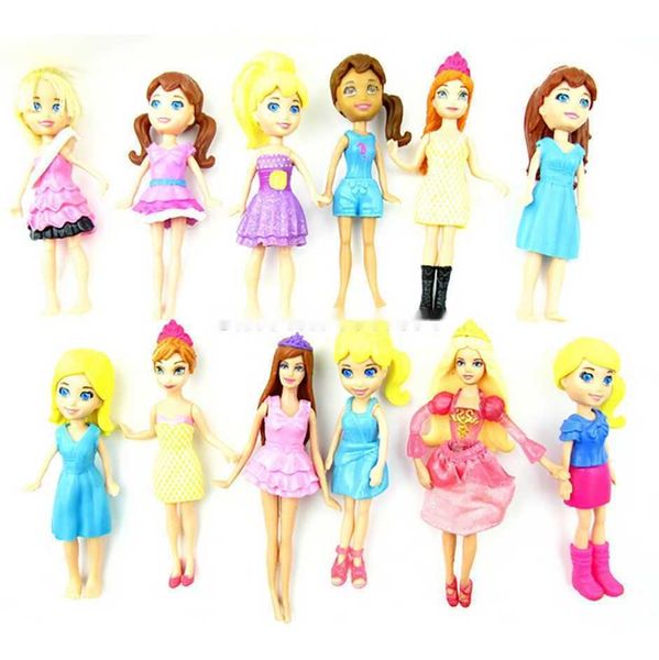 Arrivez un nouveau nouveau modèle mixte aléatoire 12pcs / ensemble Migne Polly Pockets Girl Doll Toy Figures pour les meilleurs cadeaux