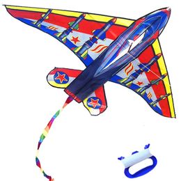 Llegue al aire libre Fun Sports Kites de cometas de avión de 63 pulgadas con mango y línea para niños bien volando 240430