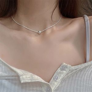 Aangekomen 925 Sterling Silver Snake Sparkling Choker Bead ketting sleutelbeen ketting bruiloft Geschenk vrouwen fijne sieraden 220719