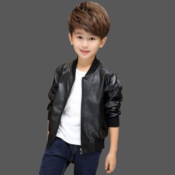 Manteaux d'automne et d'hiver pour garçons, mode coréenne pour enfants, veste en cuir PU en coton et velours chauffant pour enfants de 1 à 11 ans, 240115