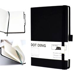 Aangekomen bullet stippellijn papier A5, lederen softcover, 160 pagina's, ivoor wit 100 GSM, notebook handgemaakt dagboek 4.7 210611