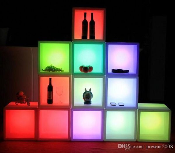 Arrivée meubles LED vitrine LED étanche 40CMx40CMx40CM coloré changé armoire rechargeable bar kTV décorations de fête disco