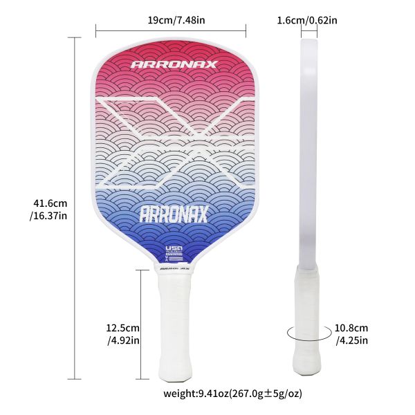 Remolas de pickleball de Arronax, superficie de fibra de vidrio Pickleball con 2 raquetas de pickleball, 4 bolas de interior al aire libre, 1 bolsa portátil