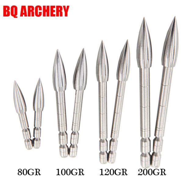 Arrow 12pcs Flèches Point cible Point en carbone Steel Broad Head 80 / 100/120/150/200-grain pour ID 4,2 mm Pratique du tir à l'arbre de flèche de 4,2 mm