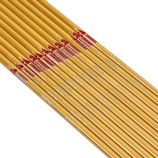 Flecha Archery 12 piezas de flecha de carbono ID6.2 mm SP300 400 500 600 Piel de bambú Bloque de arco de arco