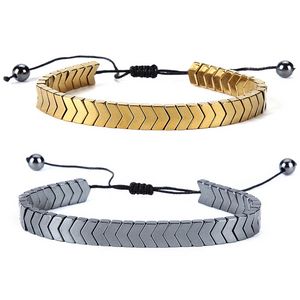 Pijl bedelarmband bangle manchet gouden hematiet kralen streng armbanden voor vrouwen mode sieraden wil en zandig