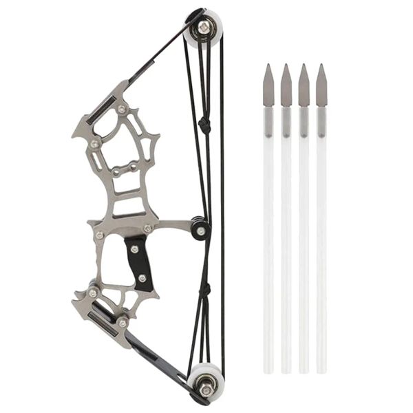 Arrow Mini Bow Poulley Shooting Shooting Toy Metal Modèles composés Archers Arc en acier inoxydable Miniature Cross Arbalète enfants pour la chasse