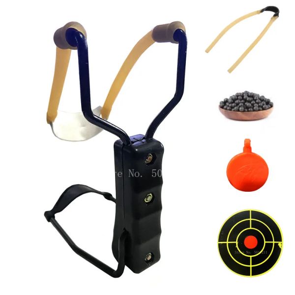 Catapulte de chasse extérieure flèche avec élastique élastique élastique Strong Shooting Slingshot Metal Material Professional Shooting Toying