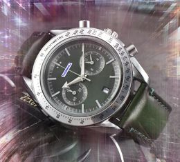 Pijlspelden ontwerp mannen volledige functionele bewoners stopwatch horloges Japan Quartz Movement Chronograph lederen roestvrijstalen band Lumious Popluar Clock Watch Gifts