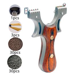 Pijl Krachtig 440 roestvrijstalen Slingshot Solid Wood Patch Catapult met rubberen bandset Outdoor Tools Hunting Shooting Accessoires