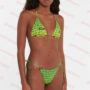 Arrow Print Bikini Womens Badmode Trendy Groen Badpak Tie Up Badpak Zomer Strand Zwemkleding