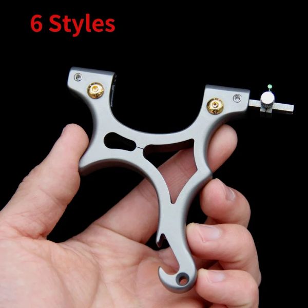 Arrow titanium alliage Slingshot Crooked Handle Clip Clip à balle Catapulte plat en cuir plat manuel de poche portable Pocket Sling Shot Catapult