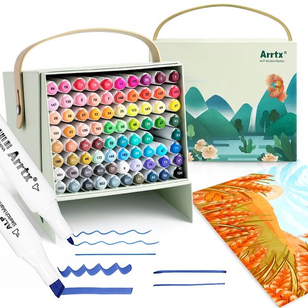 Arrtx ALP 80 couleurs marqueurs d'alcool stylo marqueur de croquis Permanent pour artistes étudiants adultes dessin parfait pour cadeau 231227