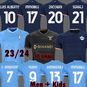 23 24 Camiseta de fútbol de Lazio 2023 2024 Camiseta de fútbol de aniversario de Lazio PEDRO Negro LUIS ALBERTO IMMOBILE SERGEJ Hombres Niños Kits LAZ Uniforme maillot maglia da calcio