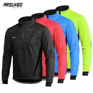 Arsuxeo Fleece Cycling Jacket Man Winter Thermal Mountain Bike Jacket Waterdichte fietsjas winddichte reflecterende MTB -jas CX205978000