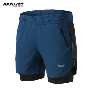 ARSUXEO hommes Shorts de course 2 en 1 vêtements de sport pantalons de sport d'été Fitness Yoga exercice Jogging respirant vélo Shorts homme